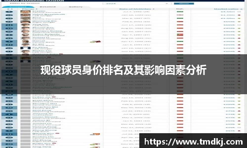 现役球员身价排名及其影响因素分析
